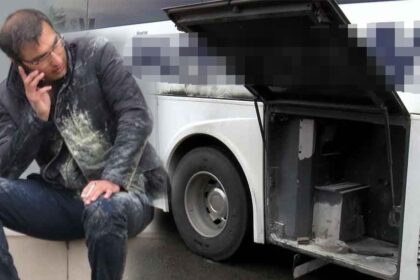 Seyir halindeki otobüste yangın çıktı 23