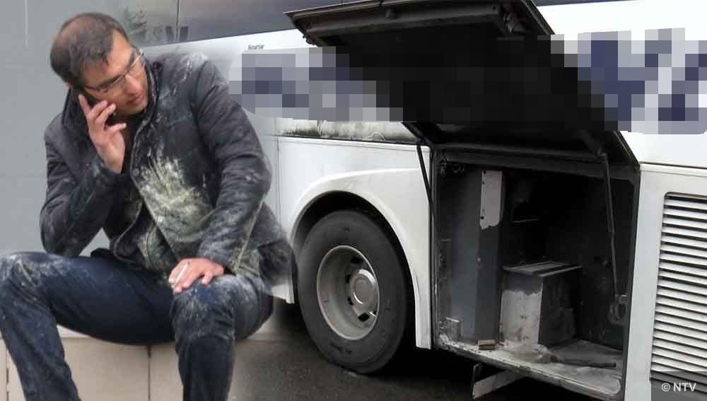 Seyir halindeki otobüste yangın çıktı 9