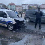 Seyir halindeki polis aracında yangın 12