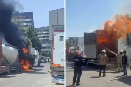 Samandıra'da park halindeki kamyonet alev alev yandı 18