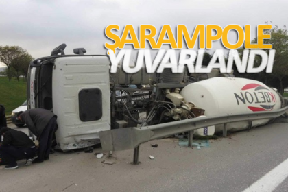 Viraja hızlı girdi, devrildi 27